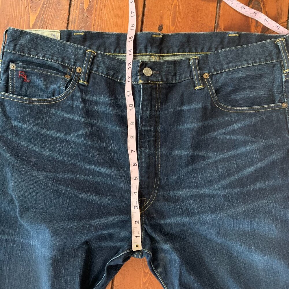 Polo Ralph Lauren Hampton Relaxed Men's 42T / 36 Dark Denim Straight Leg Jeans - Picture 11 of 14